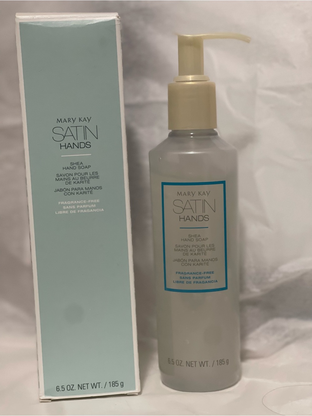 Mary Kay Satin Hands Hand Soap - Cream & Aqua Packaging